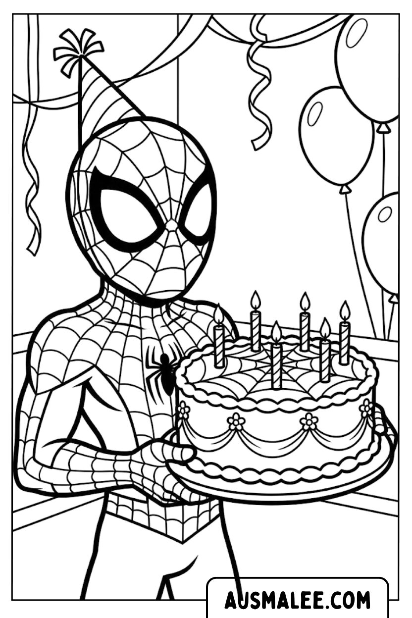 Coloriages Spiderman anniversaire chérie