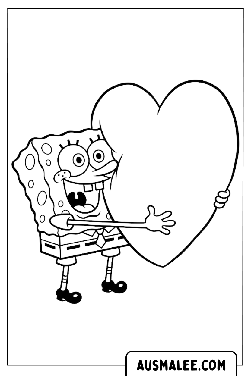 Coloriages Bob l'éponge grand coeur