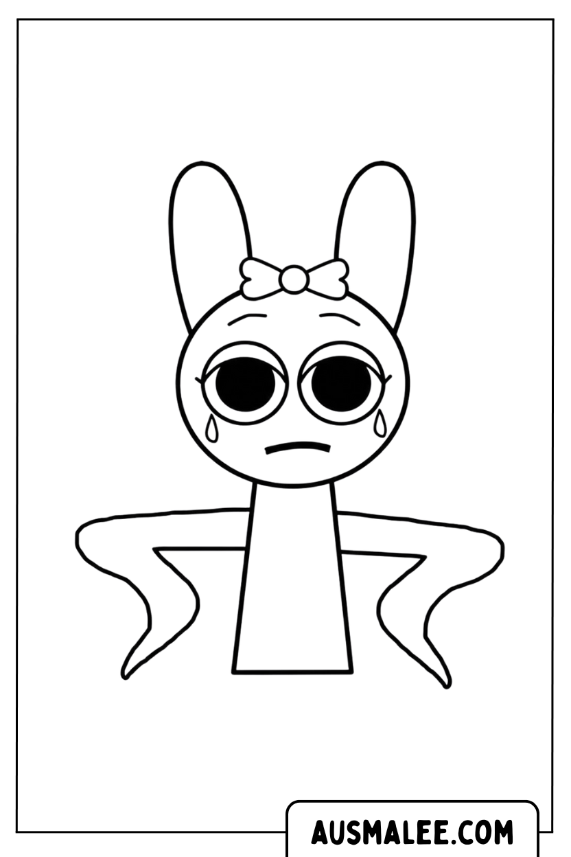 Kleurplaten Sprunki Bunny verdrietig