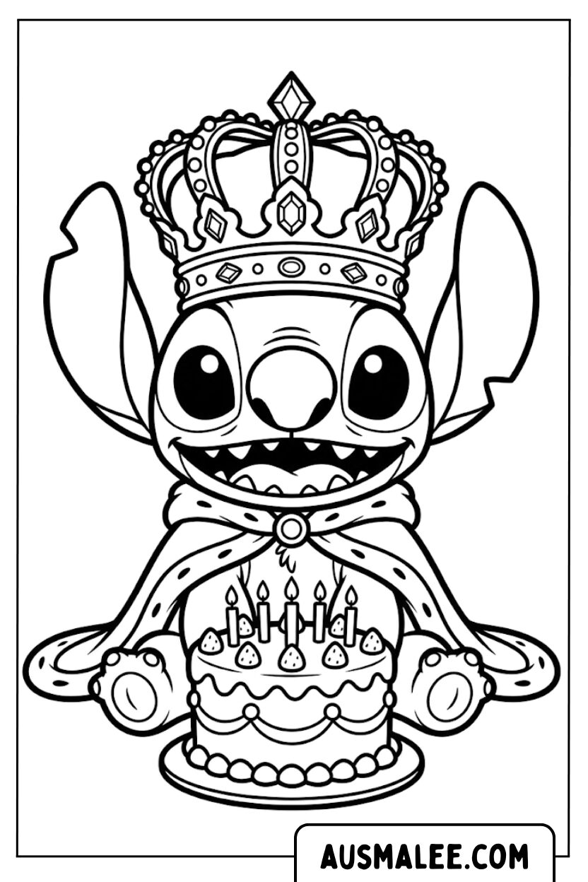 Coloriages d'anniversaire Stitch King