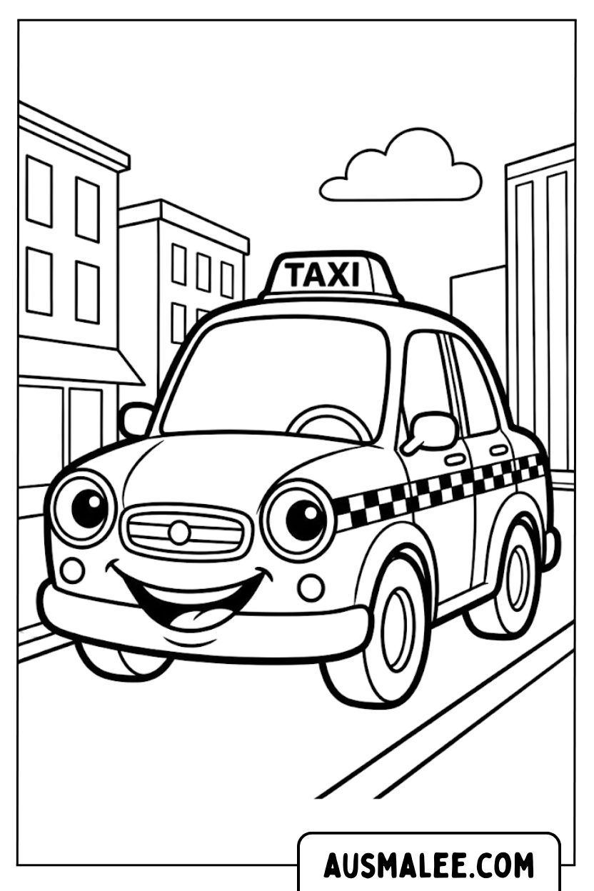 Coloriages ville de taxi