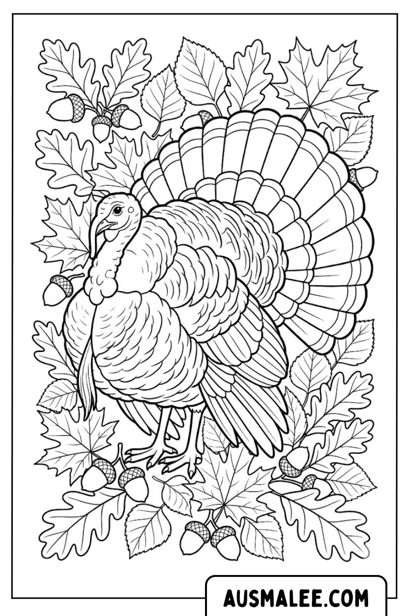 Coloriages feuilles d'automne de dinde