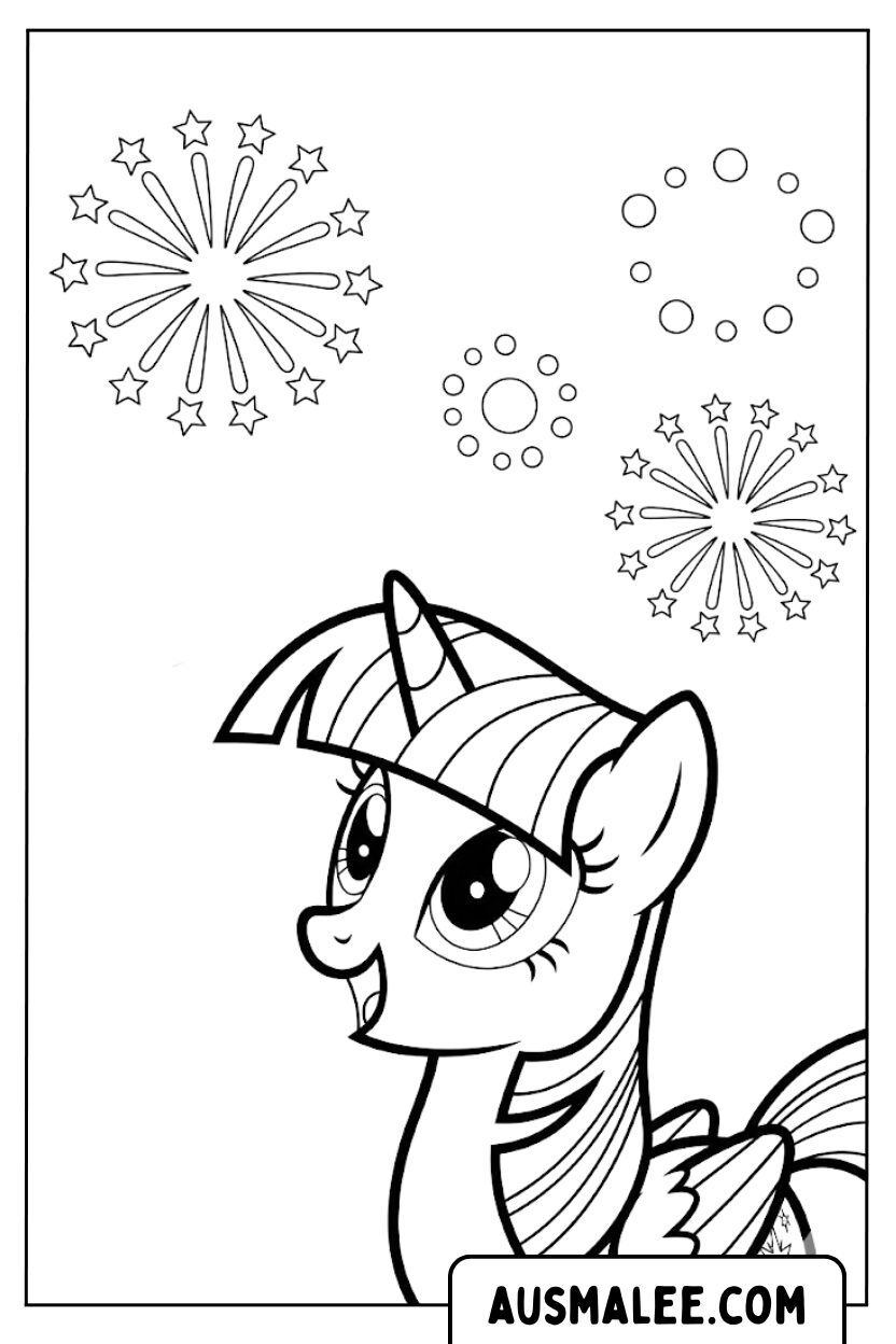 Coloring Pages Twilight Sparkle Fireworks