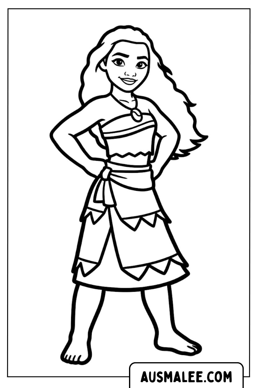 Moana pose coloring pages