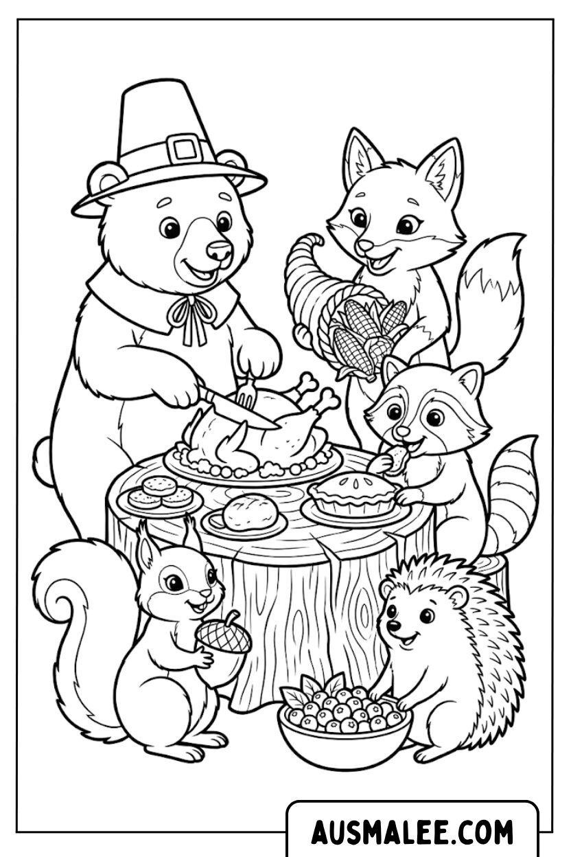 Coloriages fête des animaux de la forêt
