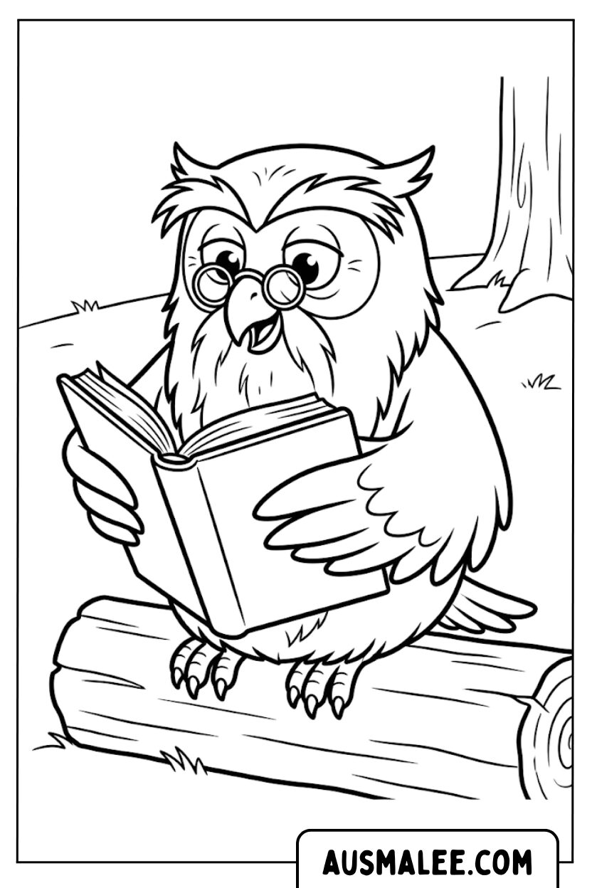 Coloriage chouette sage lit