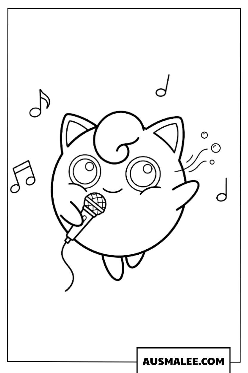 Pummeluff singt ein Lied Ausmalbild