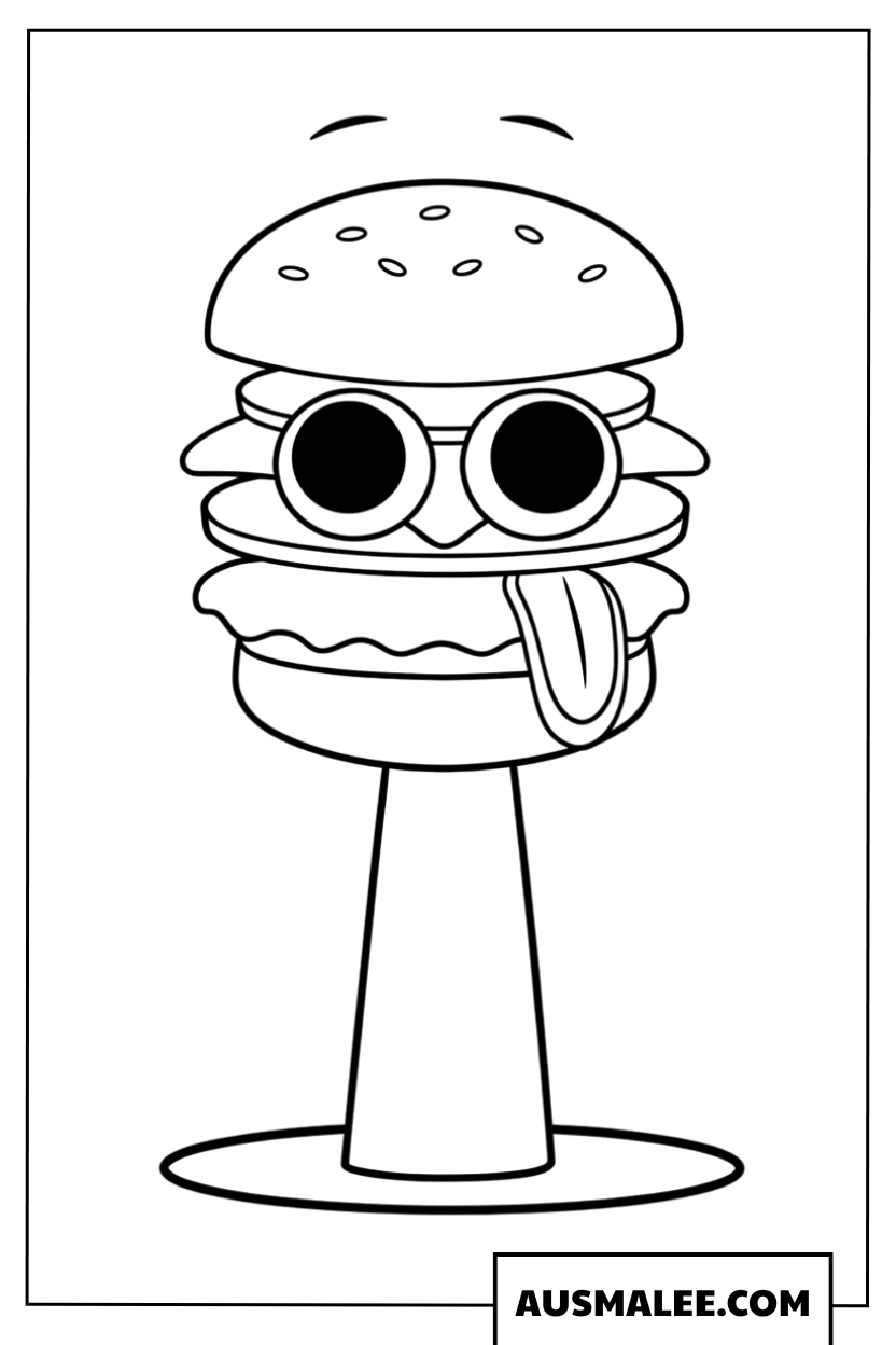 Sprunki OC Mr. Burger kleurplaat.