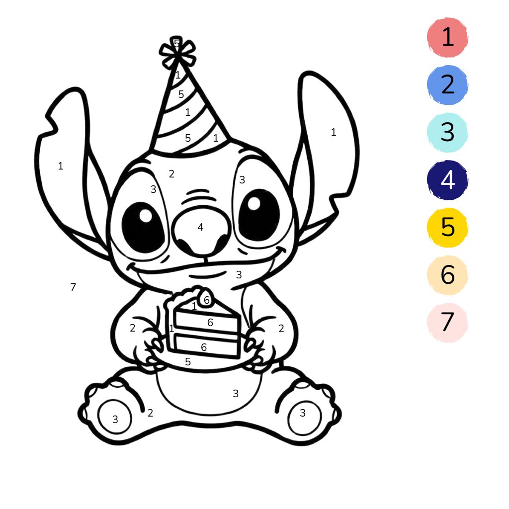 Coloriage d'anniversaire de Stitch