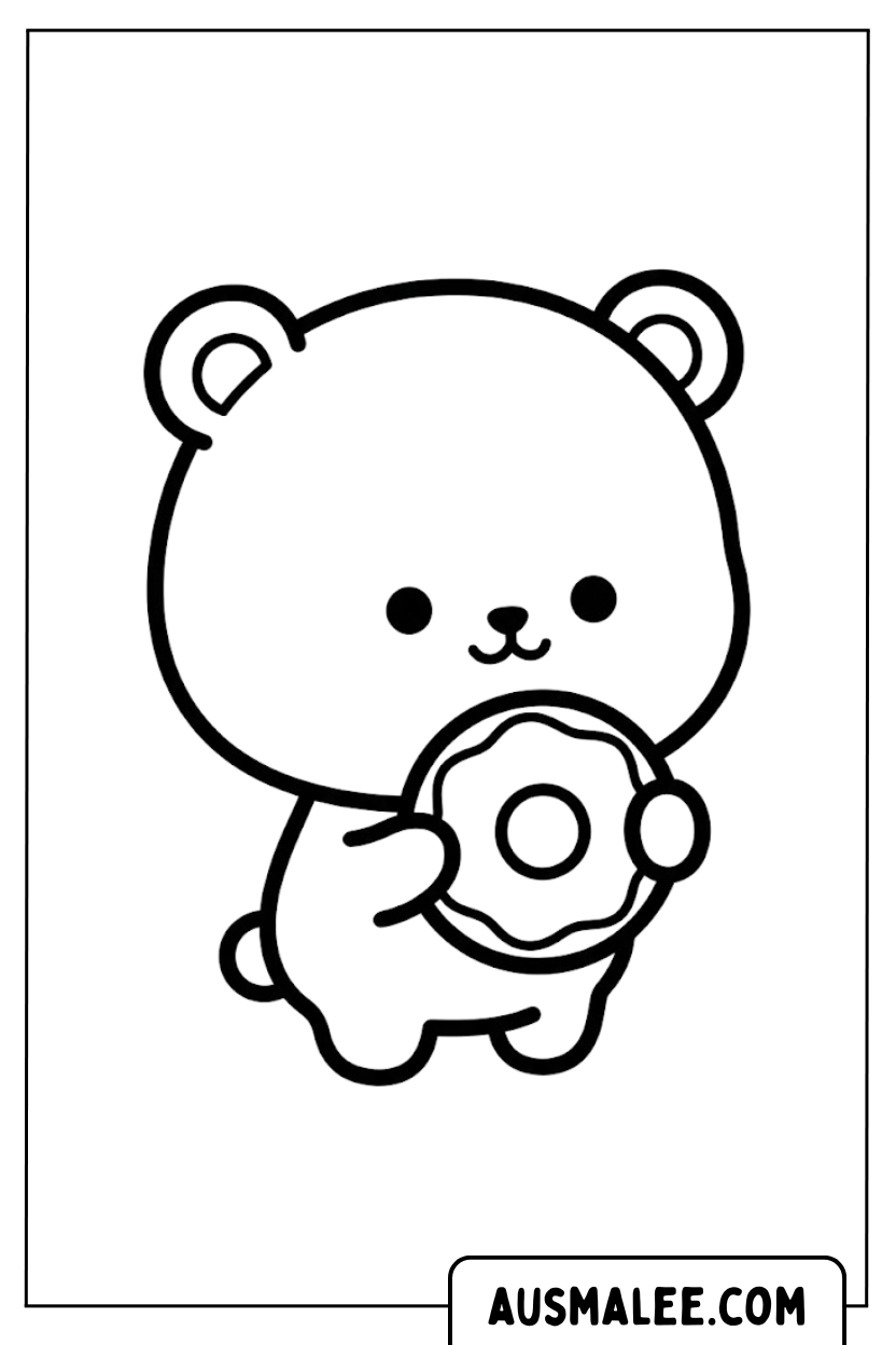 Coloriages - Beignet ours mignon