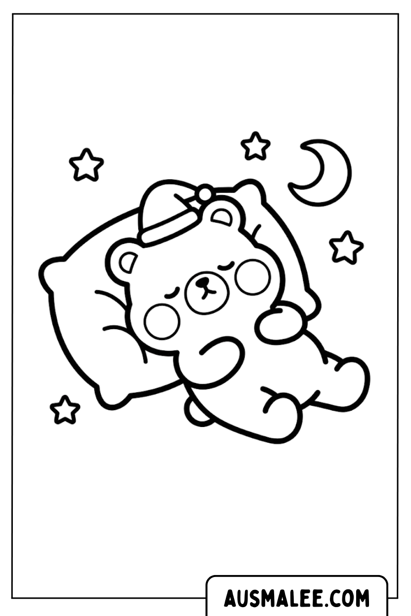 Coloriages mignons ours lune