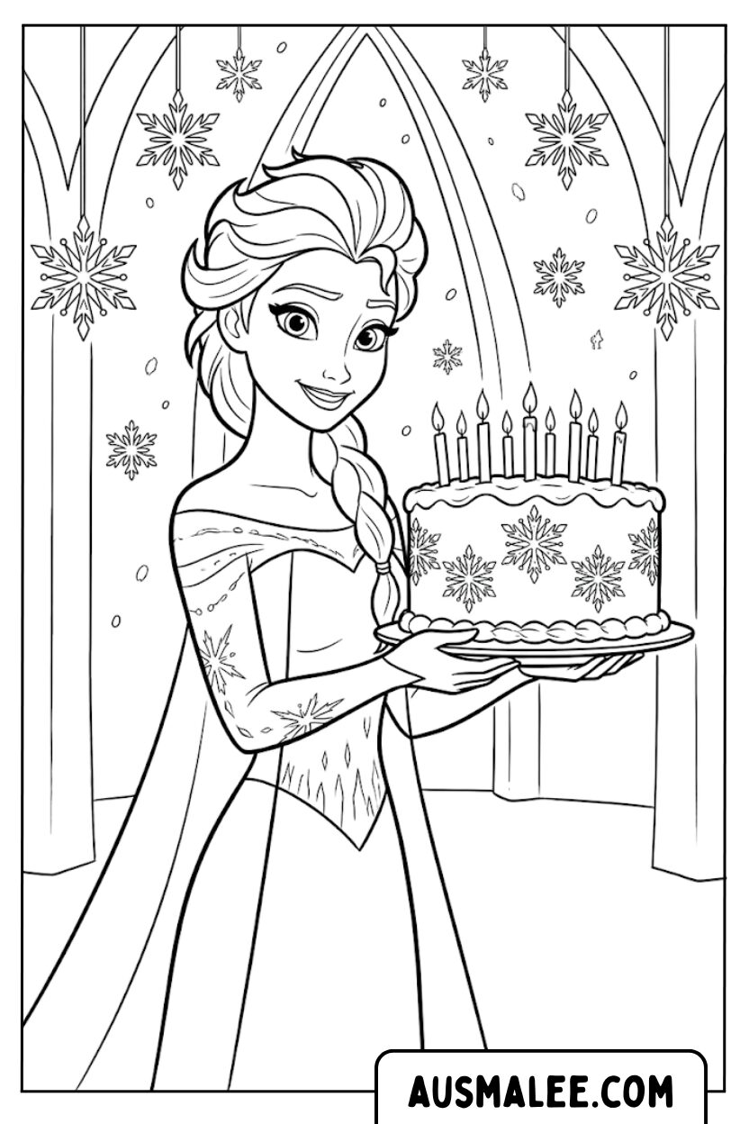 Coloriages d'anniversaire mignons d'Elsa