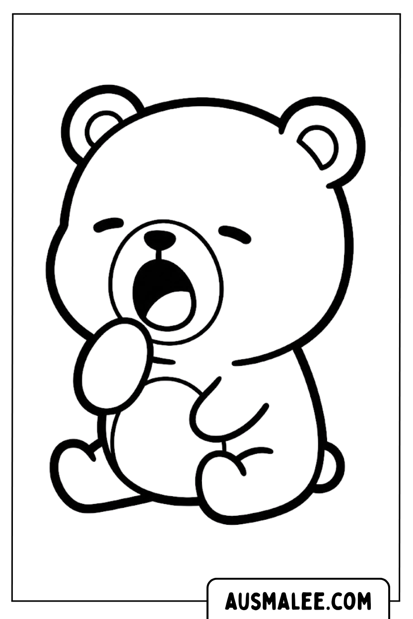 Coloriages d'ours mignon qui bâille