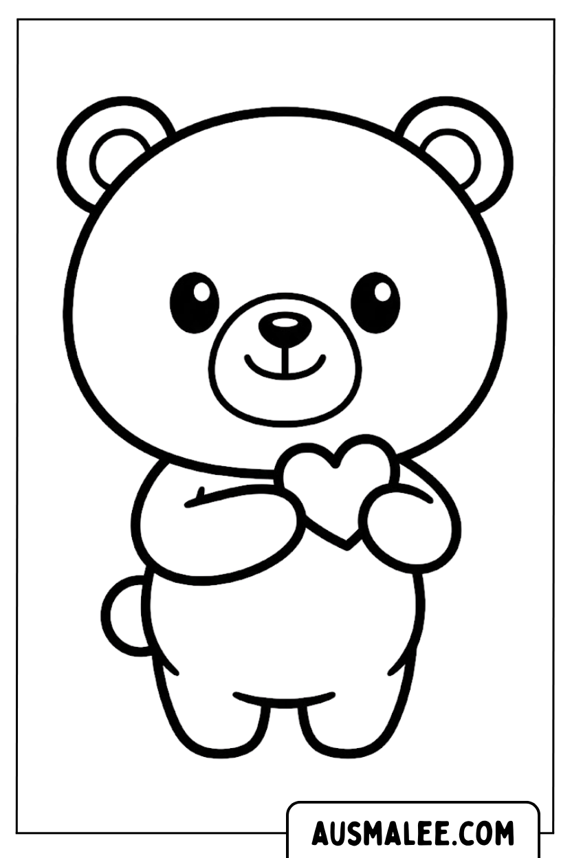 Coloriages mignons coeur d'ours