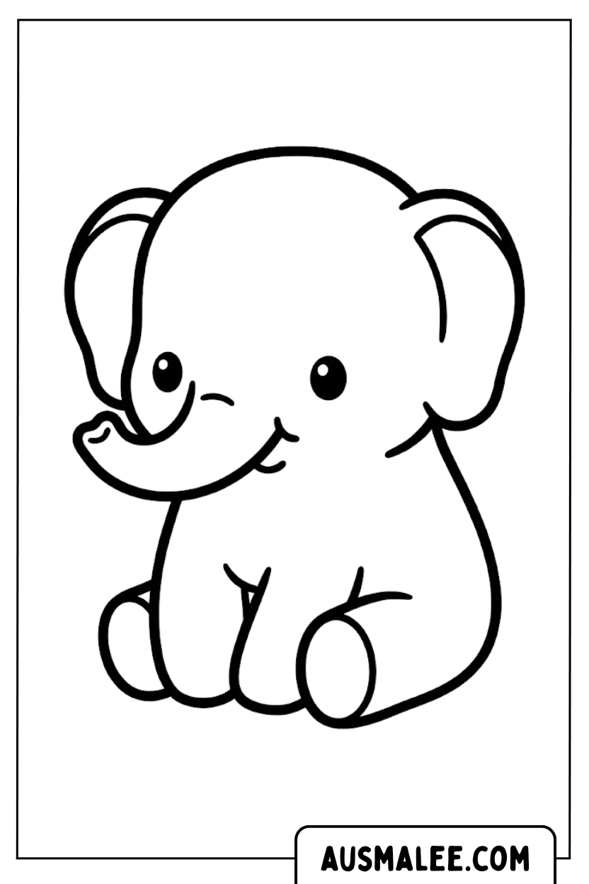 Coloriages d'éléphants assis mignons