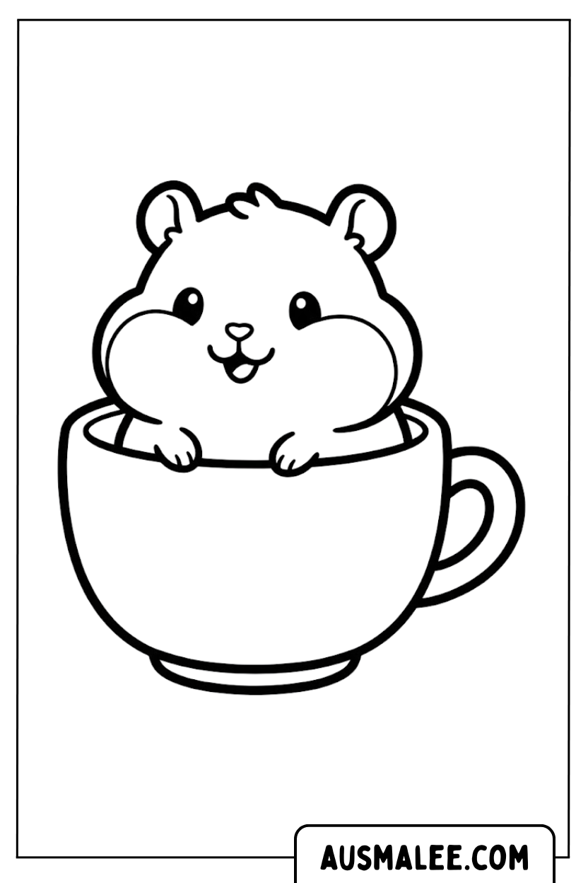 Coloriages mignons tasse de hamster
