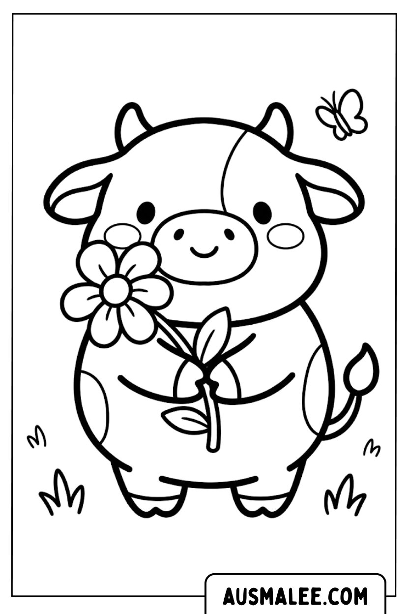 Coloriages mignons de fleurs de vache
