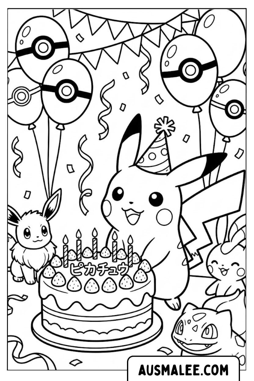 Coloriages d'anniversaire Pokémon mignons