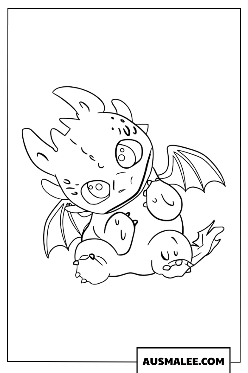 Coloriage Bébé dragon Krokmou.