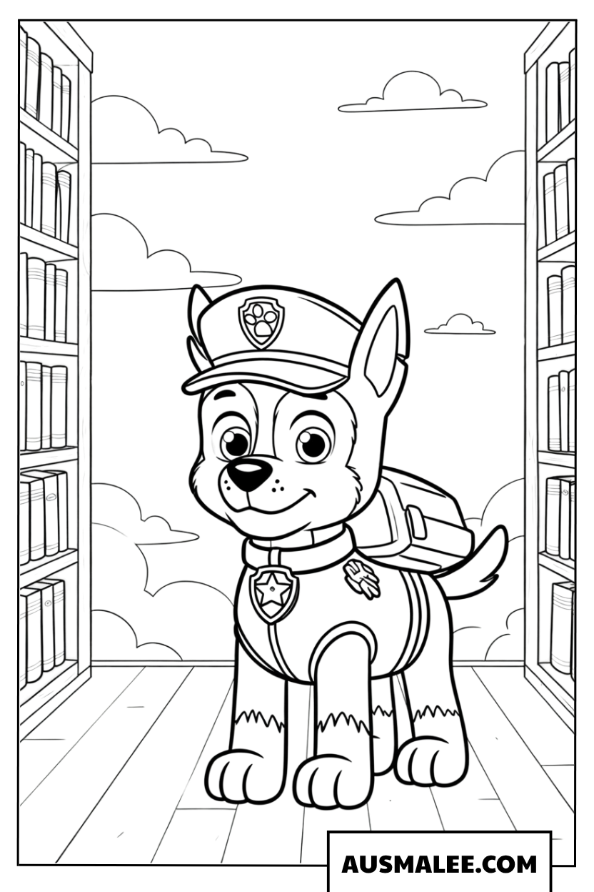 Coloriage Chase dans la bibliothèque