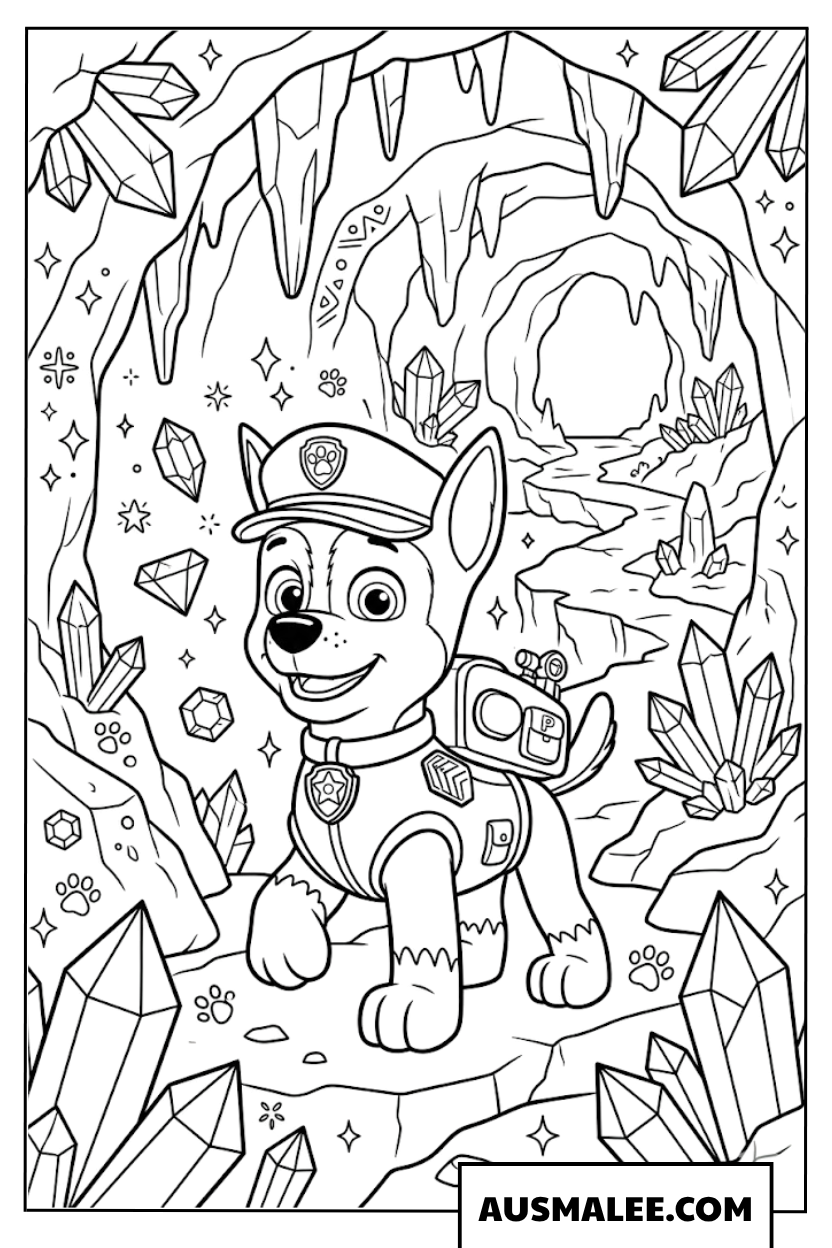 Coloriage Chase dans la grotte de cristal