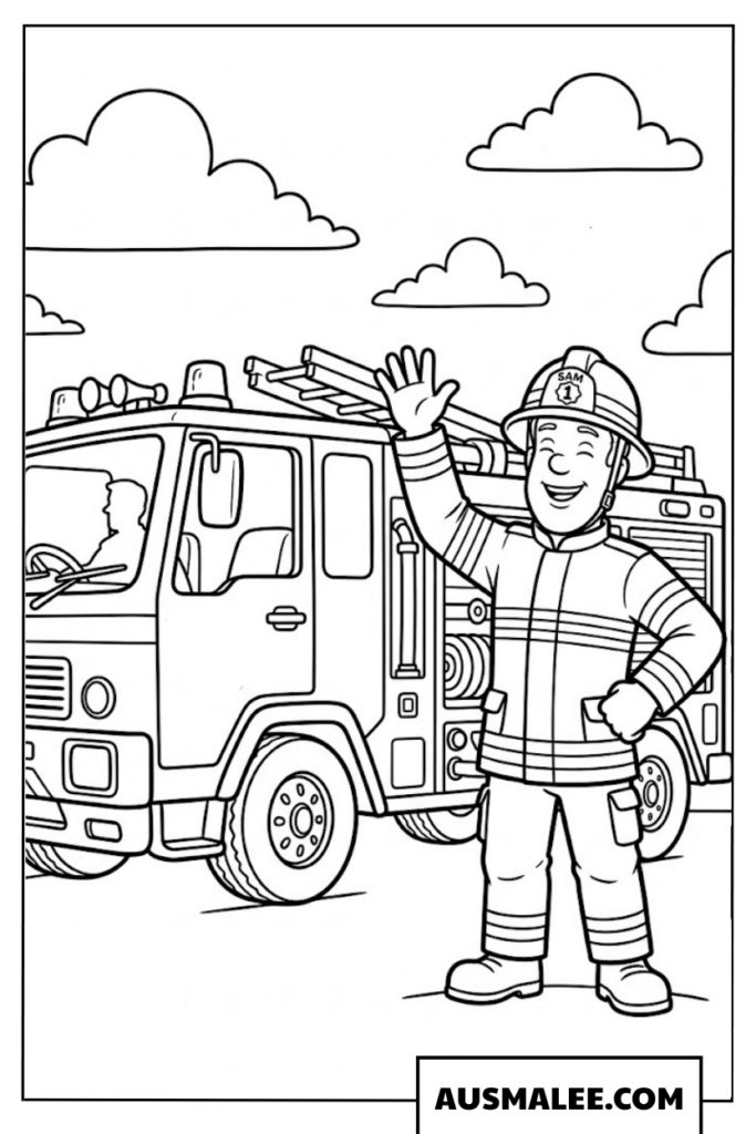 20 Vorlagen für ein cooles Feuerwehrmann Sam Ausmalbild