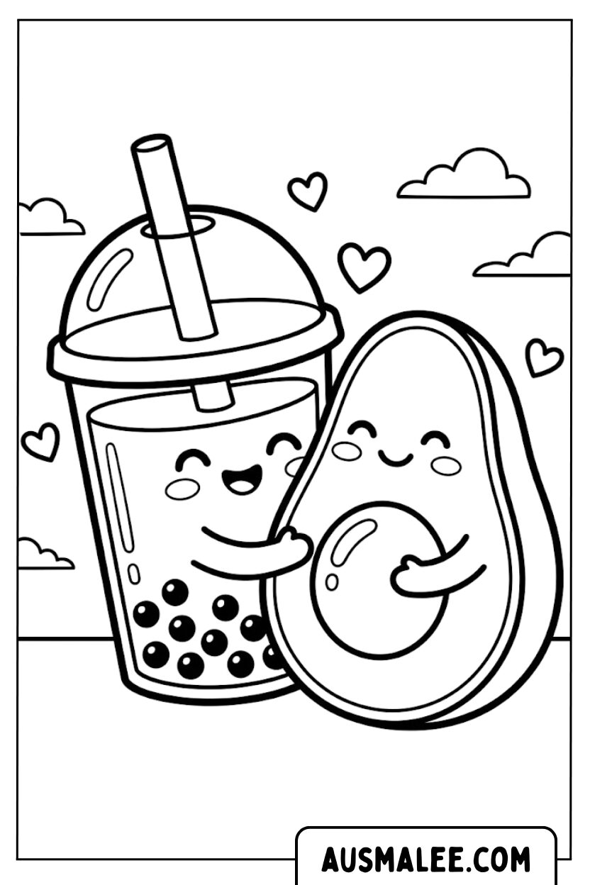 Avocado Bubble Tea kleurplaten