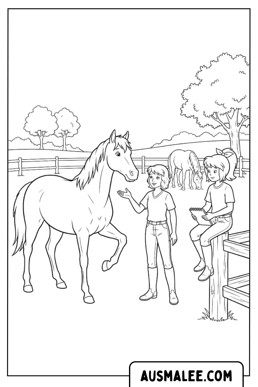 Coloriages Bibi et Tina à la ferme équestre