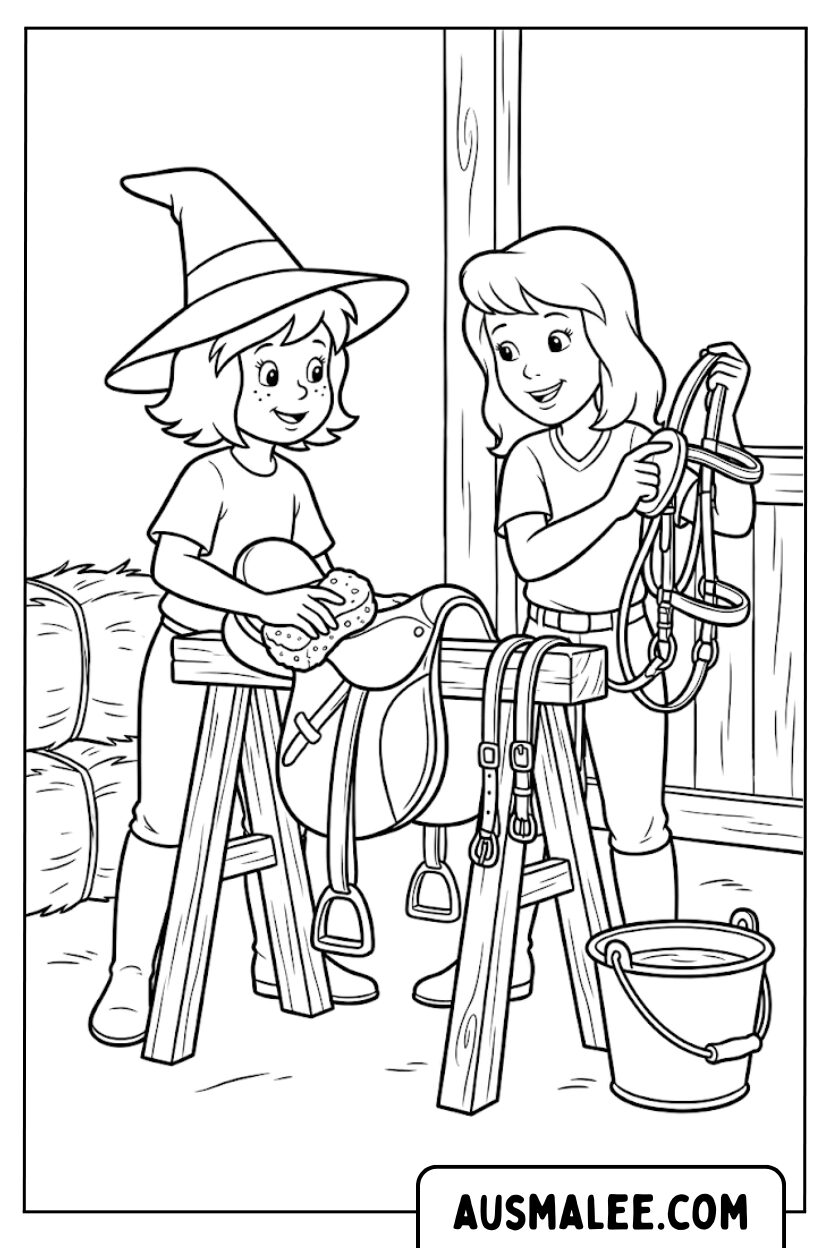 Coloriages Bibi et Tina s'occupent de Saettel