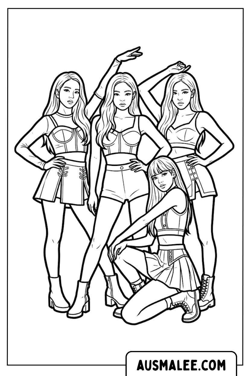 Pages à colorier de poses du groupe Blackpink