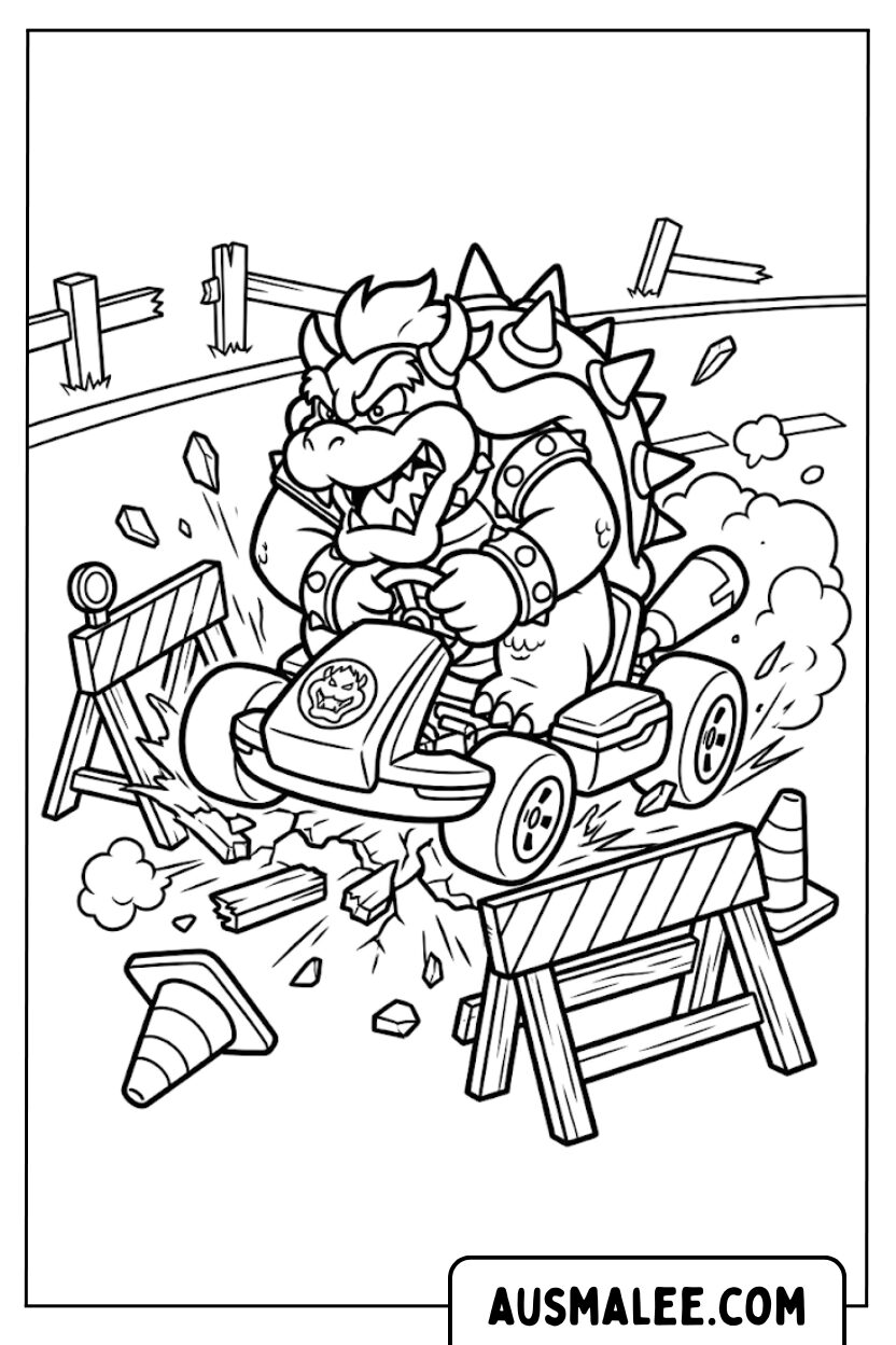 Bowser kart obstakel kleurplaten