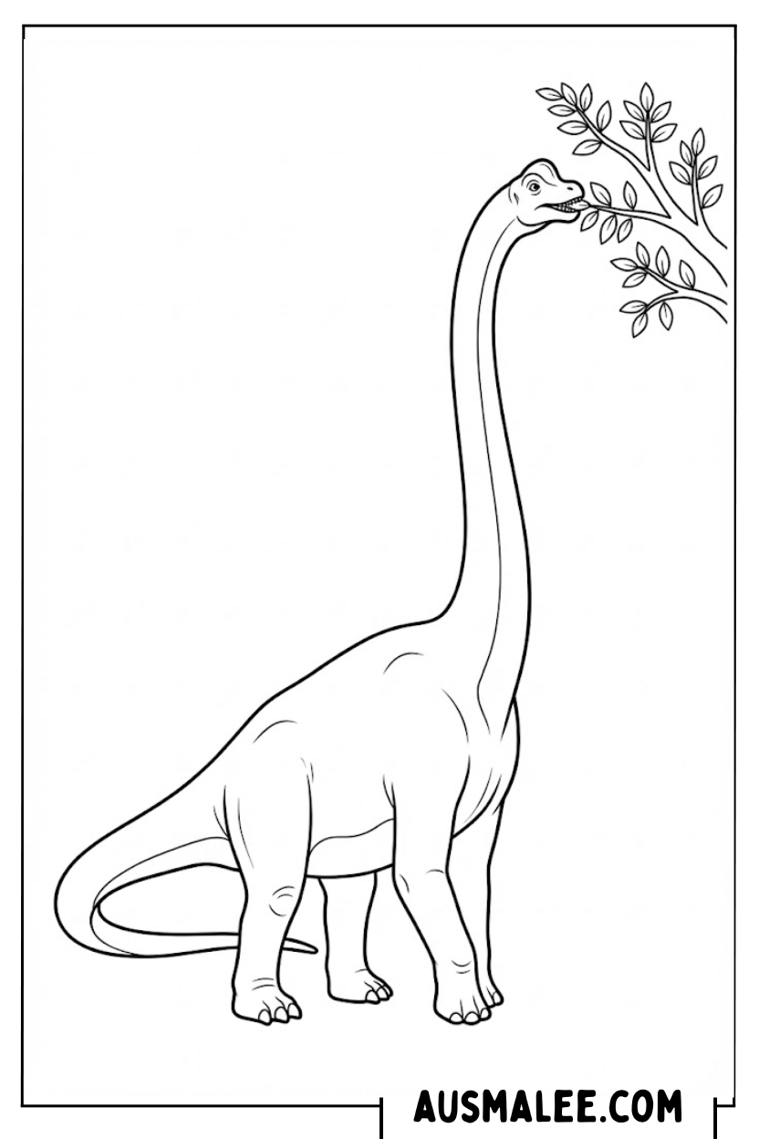 Brachiosaurus eet boom kleurplaten