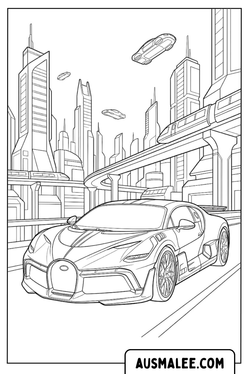 Ausmalbilder Bugatti Divo Zukunftstadt