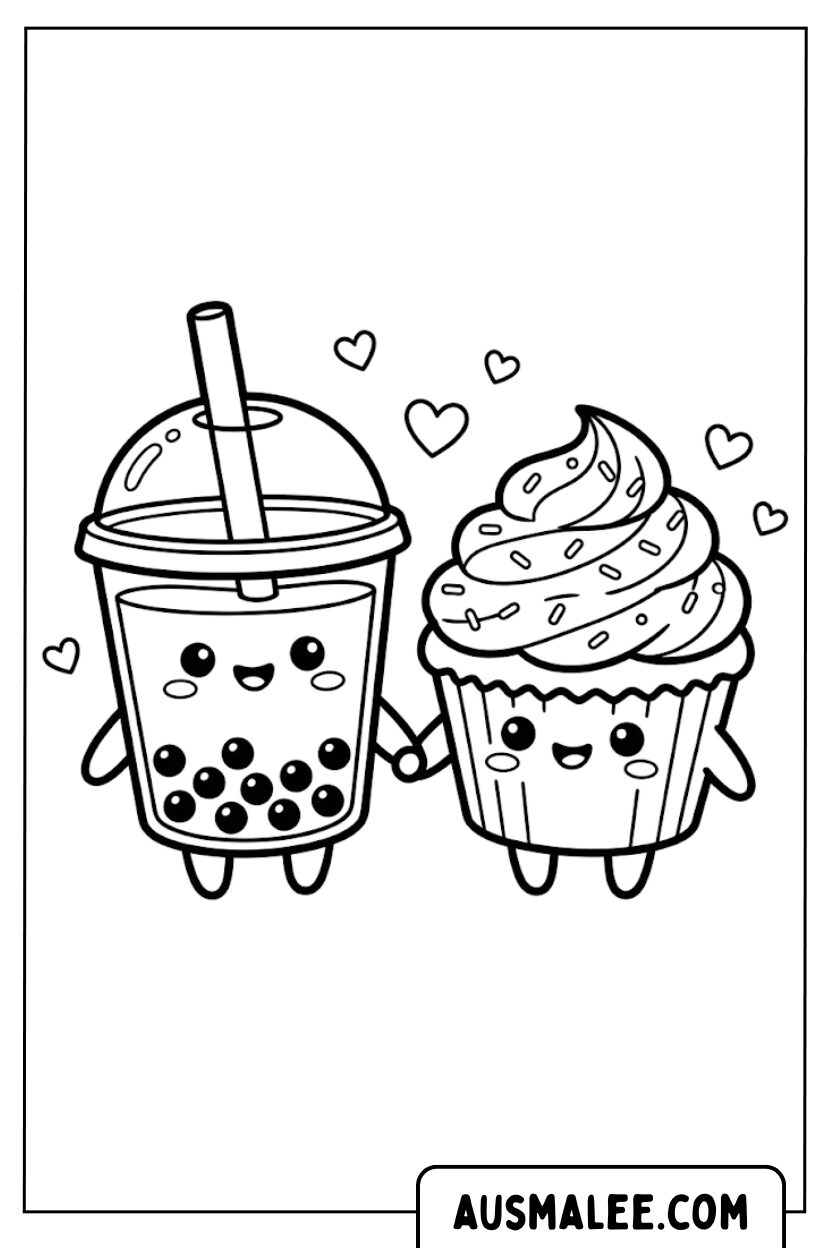 Cupcake Bubble Tea kleurplaten