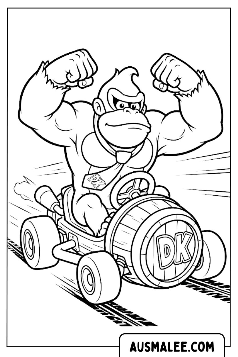 Kleurplaten Donkey Kong Strong Kart