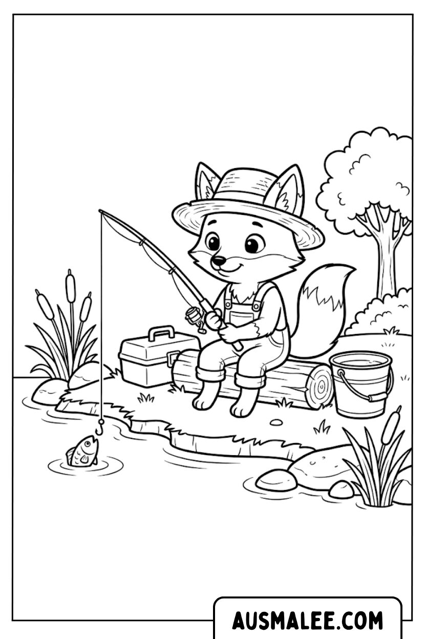 Ausmalbilder Fuchs Angeln