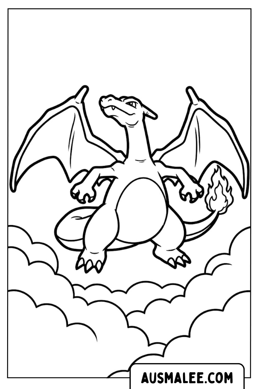 Charizard Flying Clouds Coloring Pages