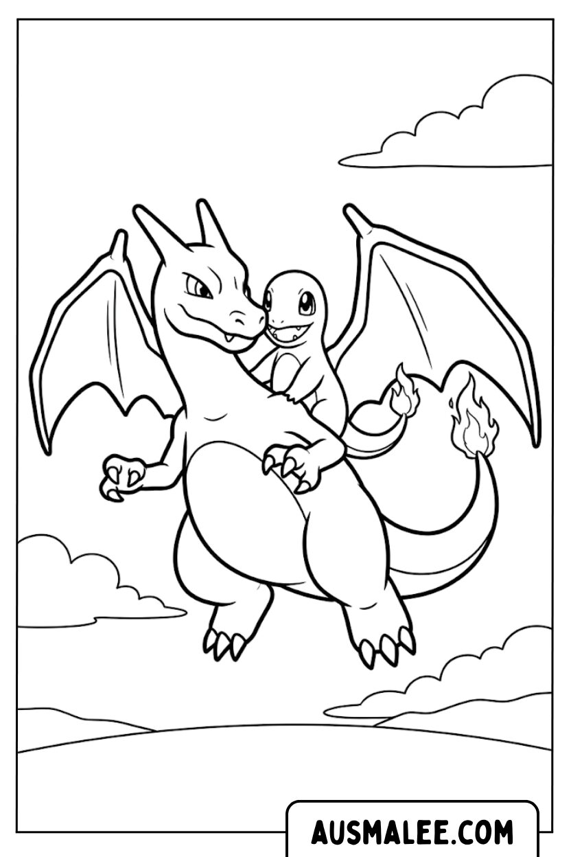 Charizard and Charmander coloring pages