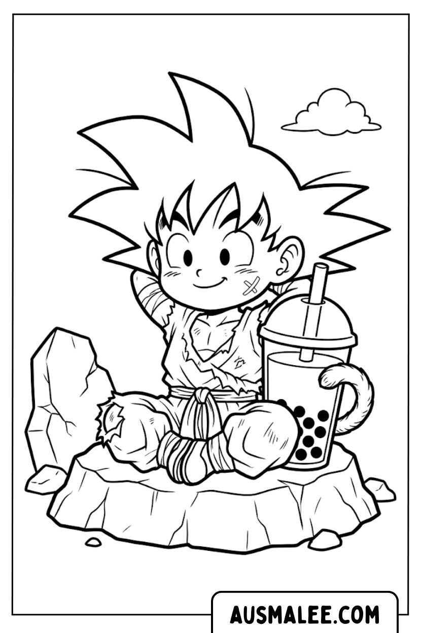 Goku Bubble Tea kleurplaten
