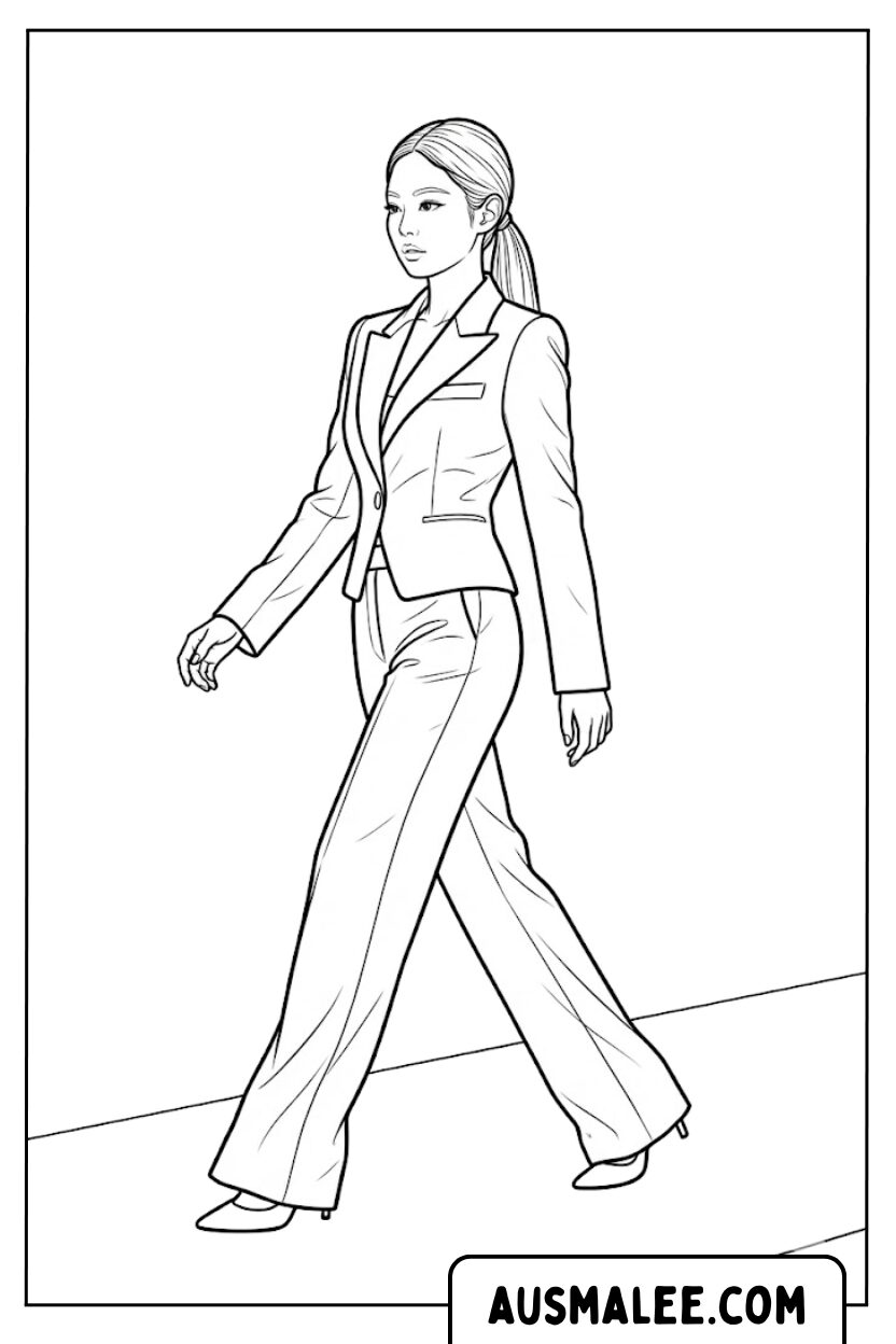 Pages à colorier de Jennie en tenue Blackpink