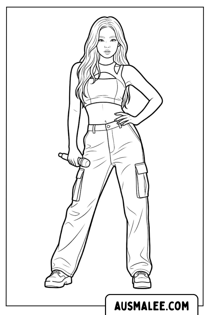 Pages de coloriage du microphone de Jennie Blackpink