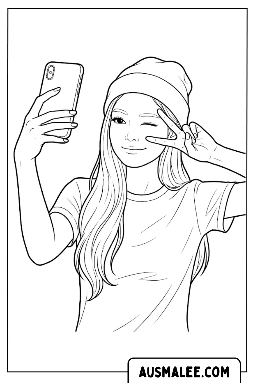 Pages à colorier de selfies de Jennie Blackpink
