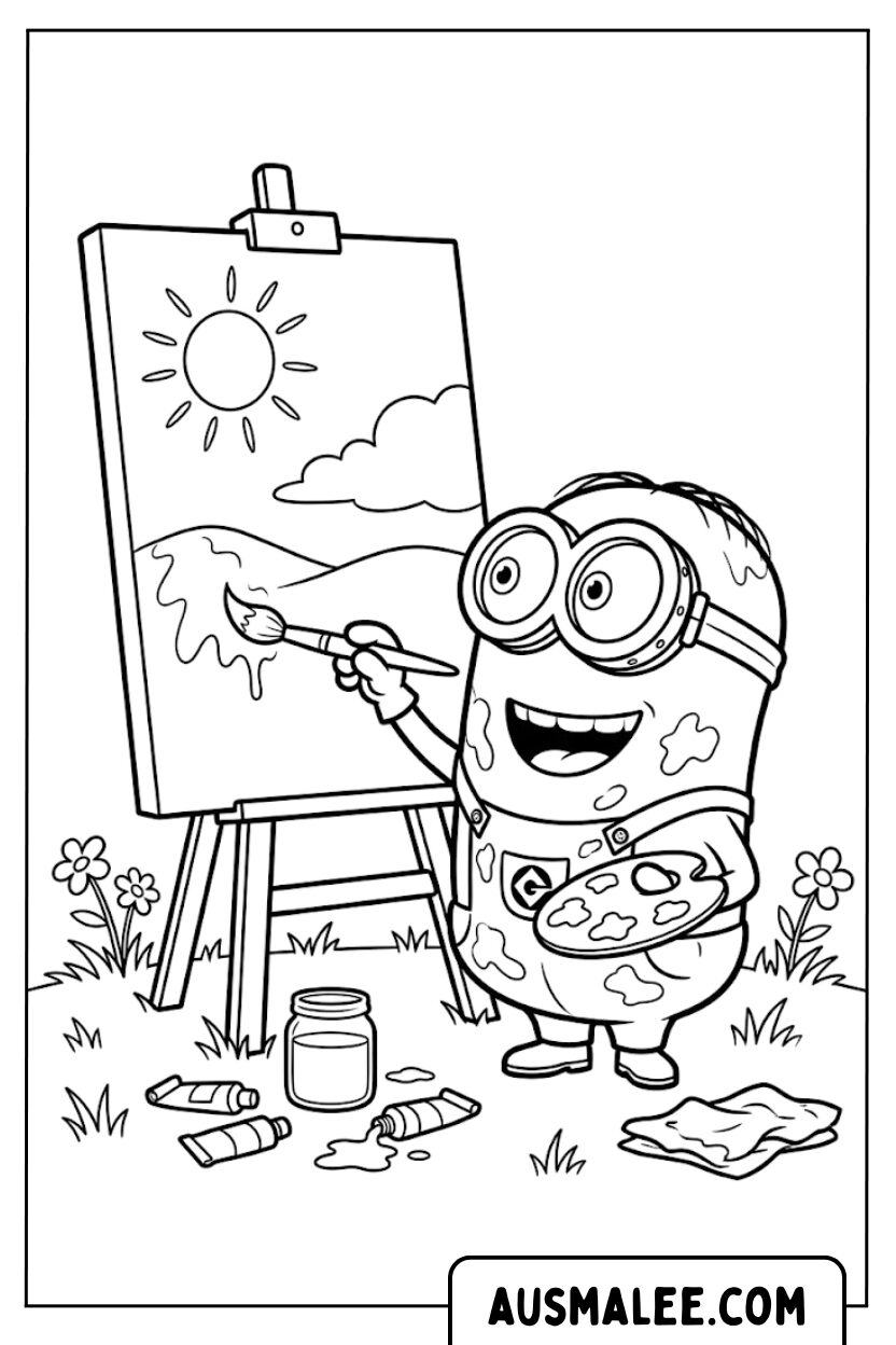 Coloriages Minion en peintre