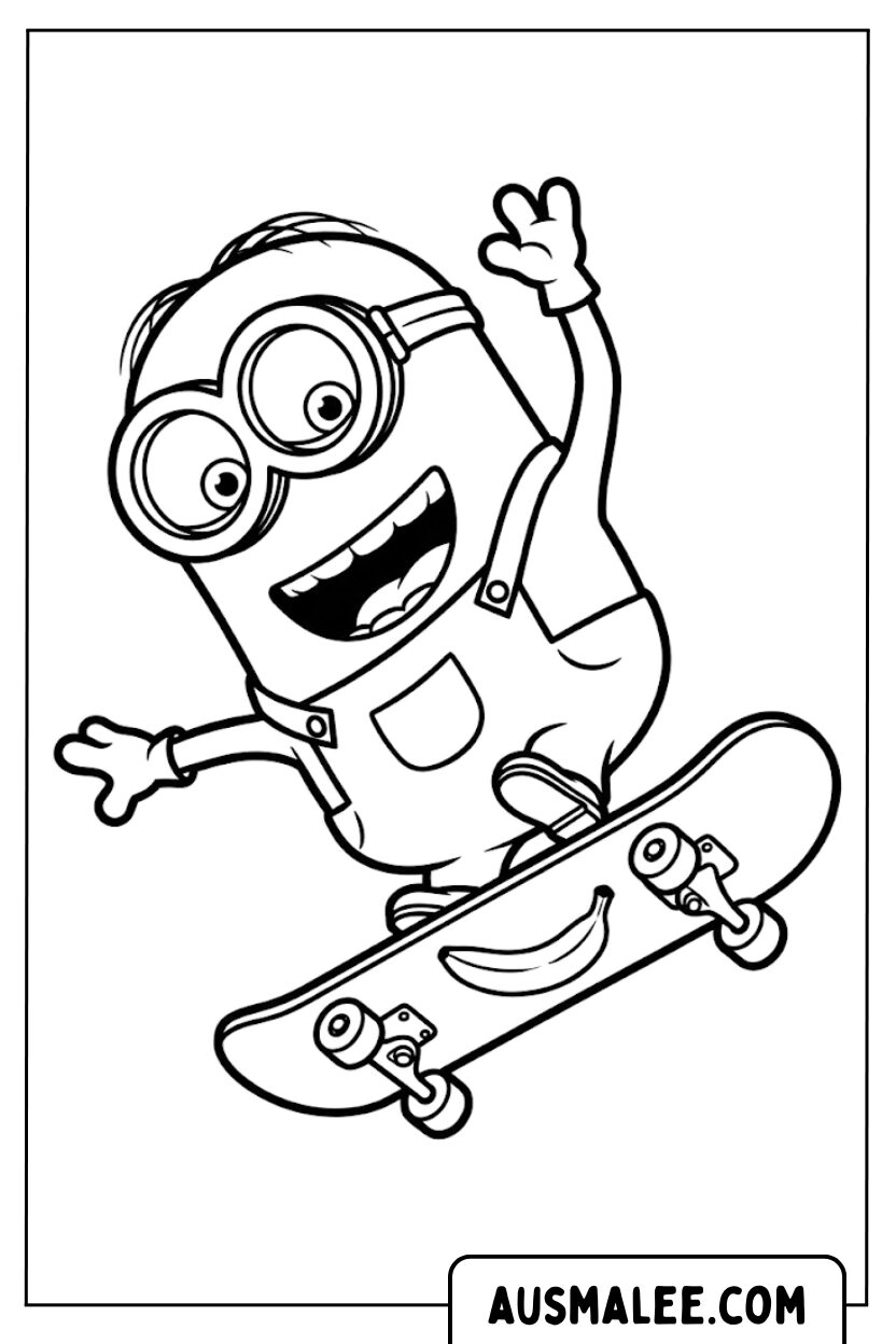 Coloriages Minion sur skateboard
