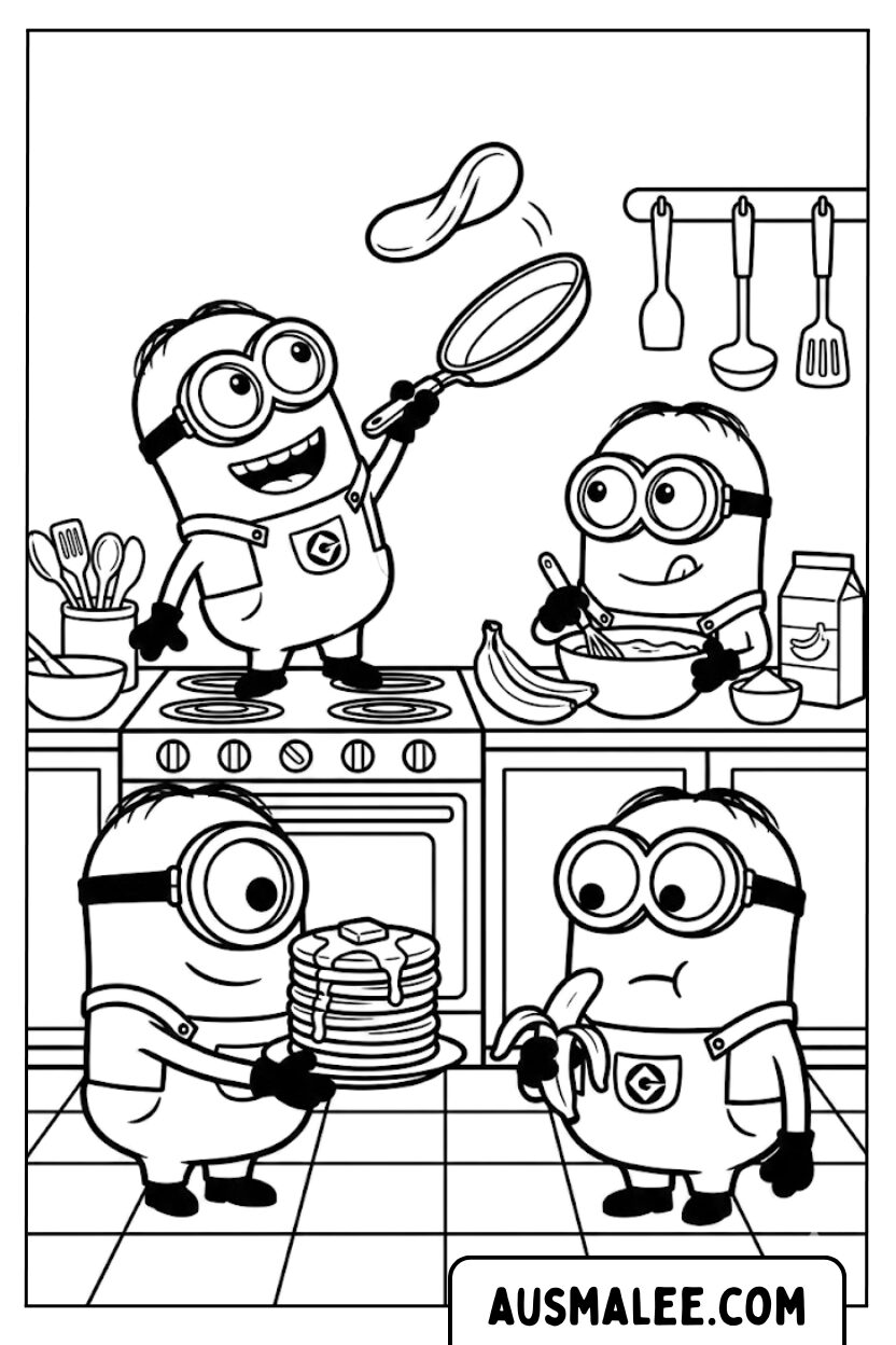 Coloriages Les Minions dans la cuisine