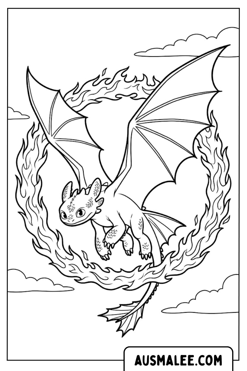 Coloriages - Vol de l'anneau de feu d'Édenté