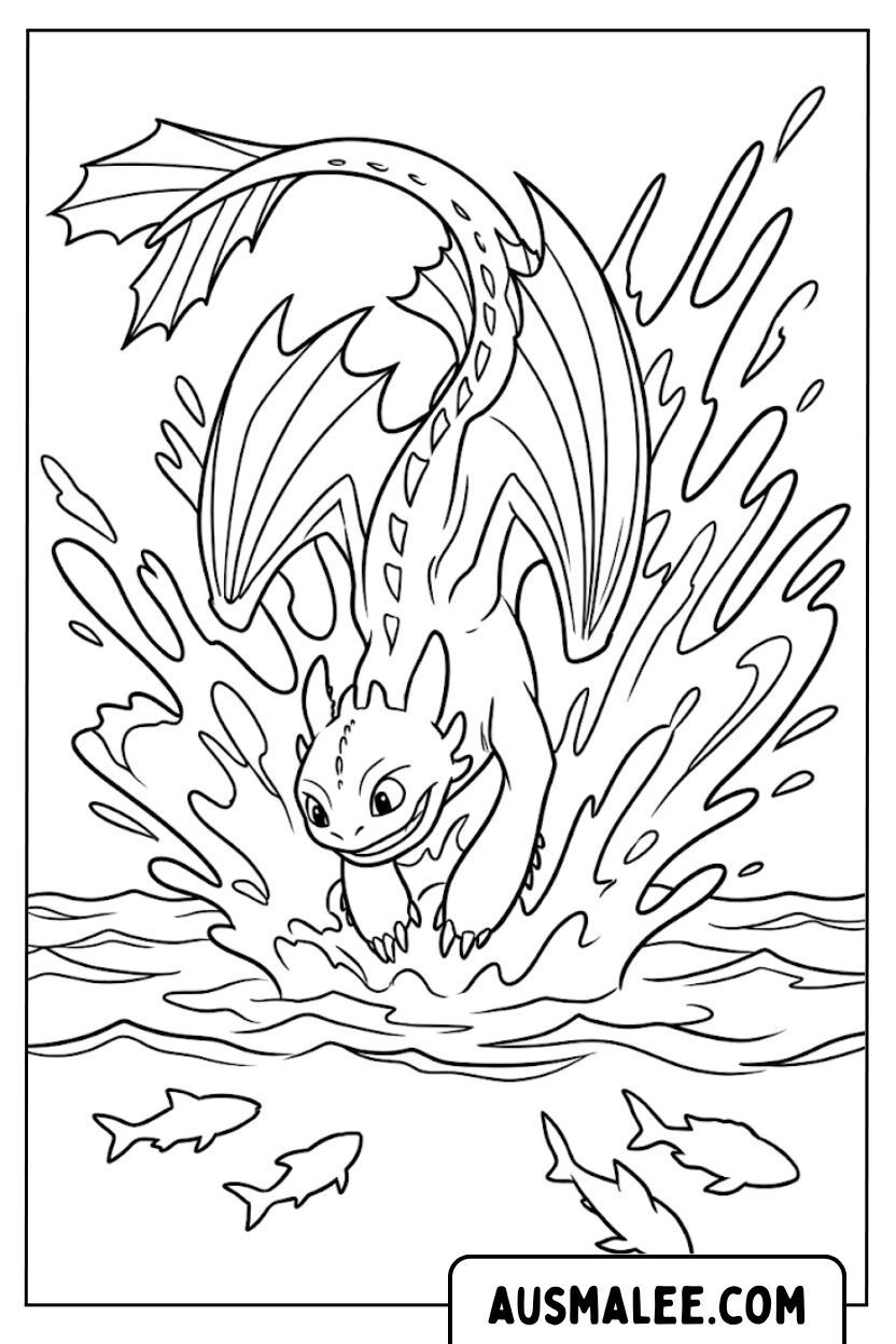 Coloriages de saut à l'eau sans dents