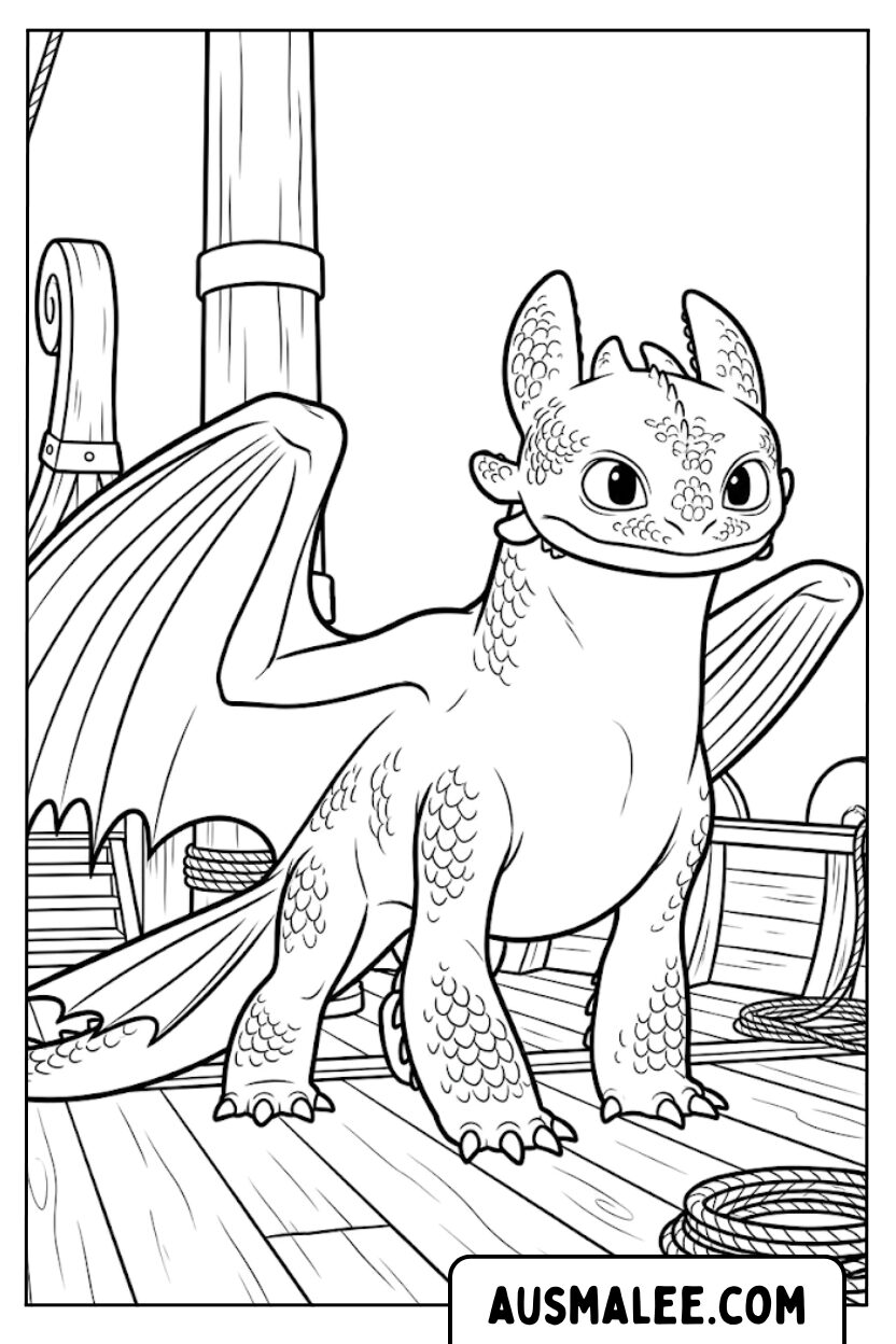 Coloriages du pont du bateau Viking Krokmou