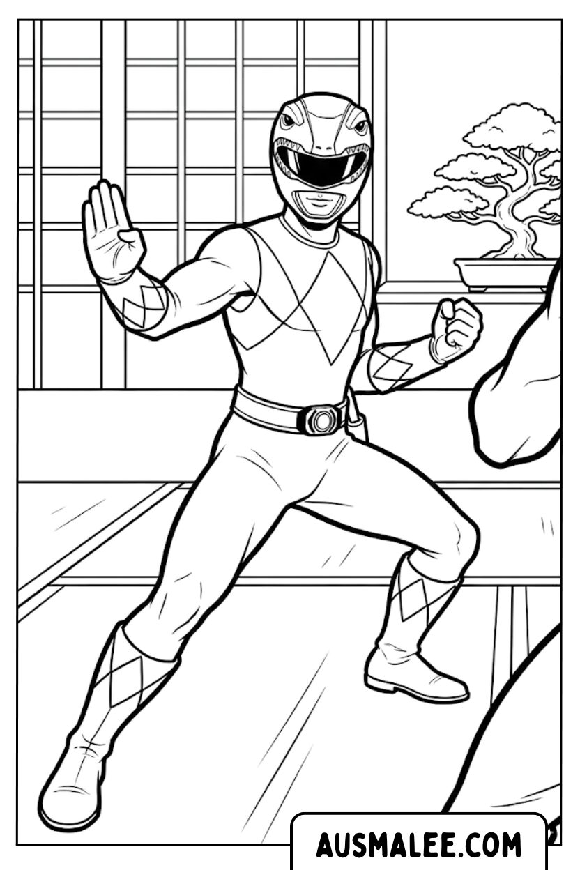 Power Ranger Dojo Pose kleurplaten