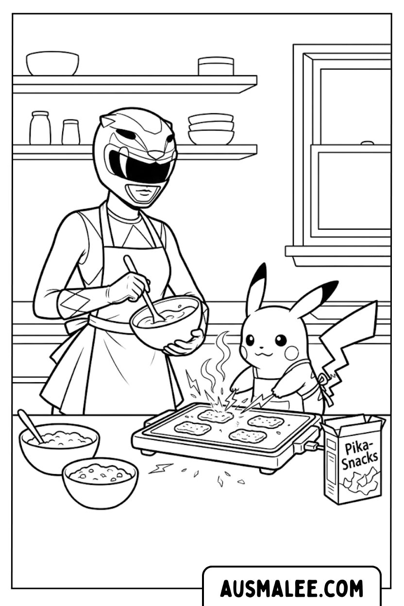 Power Ranger Pikachu kook kleurplaten